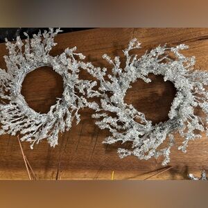 Silver frosted Decorative candle rings - set of two